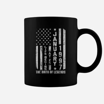 Life Begins At 25 Born In January 1997 The Year Of Legends Coffee Mug | Crazezy