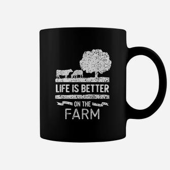 Life Is Better On The Farm Rancher Gifts Cow Farming Farmer Coffee Mug - Thegiftio UK