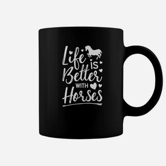 Life Is Better With Horses Horse Riding Racing Girls Coffee Mug - Thegiftio UK