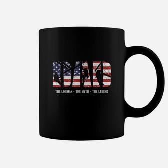 Lineman Dad Tshirt Dad Myth Legend American Flag Shirt Coffee Mug - Thegiftio UK