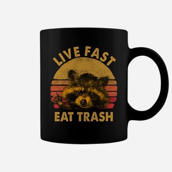 Live Fast Eat Trash Raccoon Hoodie Retro Vintage Style Coffee Mug | Crazezy CA