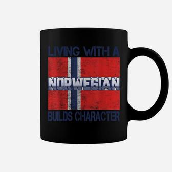 Living With A Norwegian Builds Character Retro Vintage Coffee Mug | Crazezy