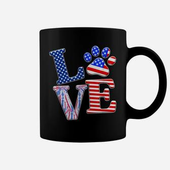 Love Dog Paw American Flag Tie Dye Dog Lover 4Th Of July Coffee Mug | Crazezy