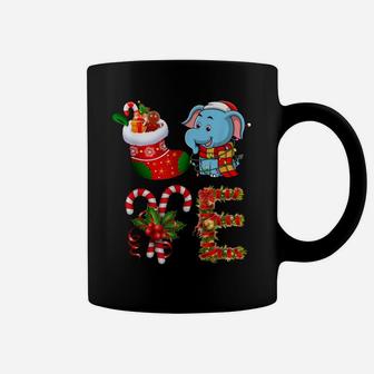 Love Elephant Christmas Lights Funny Santa Hat Christmas Coffee Mug | Crazezy