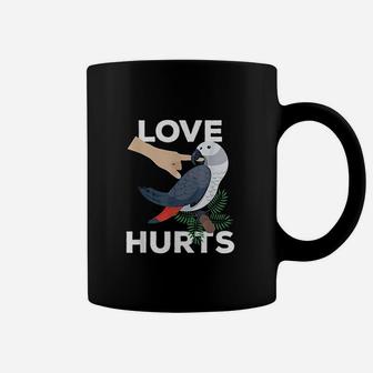 Love Hurts African Grey Parrot Biting Funny Gift Coffee Mug | Crazezy AU