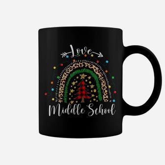 Love Middle School Teacher Funny Boho Rainbow Christmas Kids Coffee Mug | Crazezy