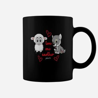 Love One Another Verse John Cute Puppy And Sheep Coffee Mug | Crazezy DE