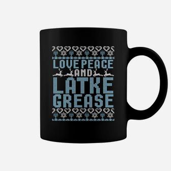 Love Peace Latke Grease Ugly Hanukkah Coffee Mug - Monsterry