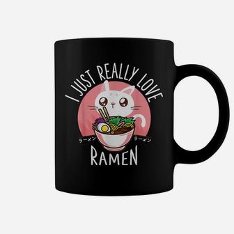 Love Ramen Japanese Noodles Shirt Kawaii Anime Cat Coffee Mug | Crazezy