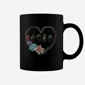 Love Sign Language Floral Heart Coffee Mug | Crazezy CA