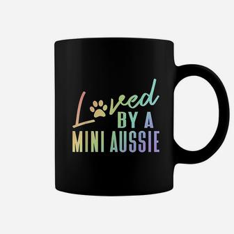 Loved By A Mini Aussie Rainbow Paw Print Australian Shepherd Coffee Mug - Thegiftio UK