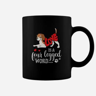 Lovely And Funny Dogs Love Is A Four Legged Word Coffee Mug | Crazezy