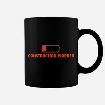 Low Battery Construction Worker Funny Foreman Humor Mason Coffee Mug | Crazezy