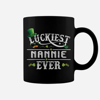 Luckiest Nannie Ever Shamrock Leprechaun Hat St Patrick Day Coffee Mug | Crazezy