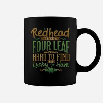Lucky Redhead St Patrick Day Shirt Green Irish Shamrock Tee Coffee Mug | Crazezy