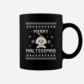 Maltese Dog Lover Christmas Ugly Xmas Maltese Sweater Gift Sweatshirt Coffee Mug | Crazezy
