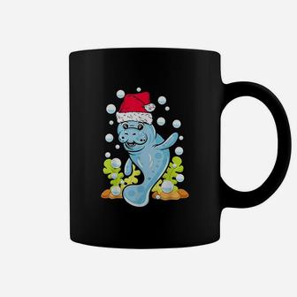 Manatee Wearing Santa Hat Holiday Coffee Mug | Crazezy