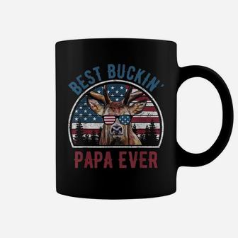 Mens Best Buckin Papa Ever Deer Hunter Fathers Day Patriotic Coffee Mug | Crazezy DE