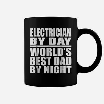 Mens Dad Job Tee Electrician World's Best Dad, Fathers Day Gift Coffee Mug | Crazezy
