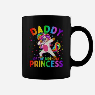 Mens Daddy Of The Birthday Princess Girl Dabbing Unicorn Dad Coffee Mug | Crazezy