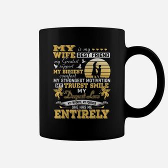 Mens Funny Husband Tee My Wife Is My Best Friend Greatest Support Coffee Mug | Crazezy DE