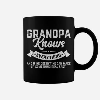 Mens Grandpa Knows Everything Shirt 60Th Gift Funny Father's Day Coffee Mug | Crazezy CA