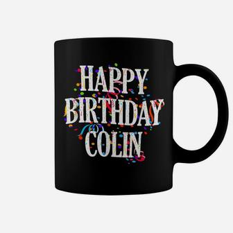 Mens Happy Birthday Colin First Name Boys Colorful Bday Coffee Mug | Crazezy