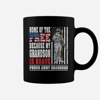 Mens Home Of The Free My Grandson Is Brave - Proud Army Granddad Coffee Mug | Crazezy CA