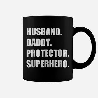 Mens Husband Daddy Protector Superhero - Funny & Cool Father Tee Coffee Mug | Crazezy