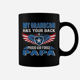 Mens My Grandson Has Your Back Proud Air Force Papa Grandpa Gift Coffee Mug | Crazezy CA
