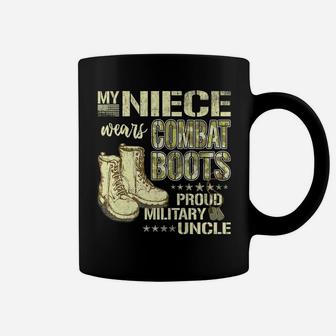 Mens My Niece Wears Combat Boots Dog Tags - Proud Military Uncle Coffee Mug | Crazezy