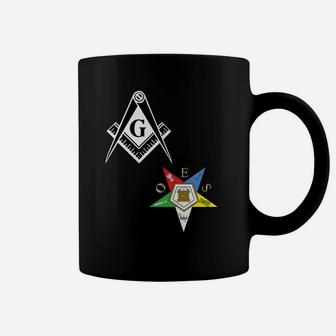 Mens Oes Mason Split Long Masonic Eastern Star Black Coffee Mug - Thegiftio