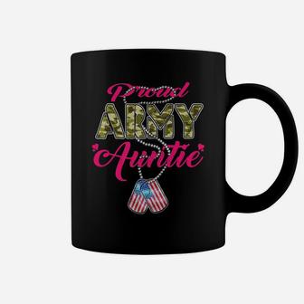 Mens Proud Army Auntie Camo Us Flag Dog Tag Military Family Gift Coffee Mug | Crazezy