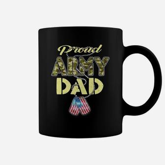 Mens Proud Army Dad Camo Us Flag Dog Tag Military Father Gift Coffee Mug | Crazezy