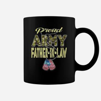 Mens Proud Army Father-In-Law Us Flag Dog Tag Military Dad Gift Coffee Mug | Crazezy