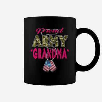 Mens Proud Army Grandma Camo Us Flag Dog Tag Military Family Gift Coffee Mug | Crazezy