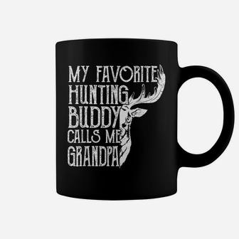 Mens Retro My Favorite Hunting Buddy Calls Me Grandpa Deer Hunter Coffee Mug | Crazezy