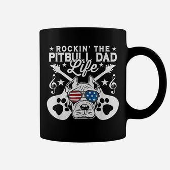 Mens Rockin The Pitbull Dad Life Dog Lover Guitar Musician Coffee Mug | Crazezy DE