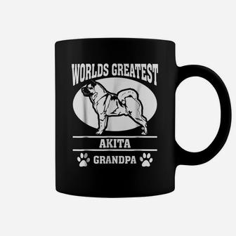 Mens Worlds Greatest Akita Dog Grandpa T-Shirt Coffee Mug | Crazezy