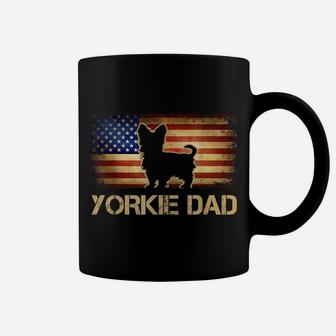 Mens Yorkie Dad Vintage American Flag Patriotic Yorkshire Terrier Coffee Mug | Crazezy CA