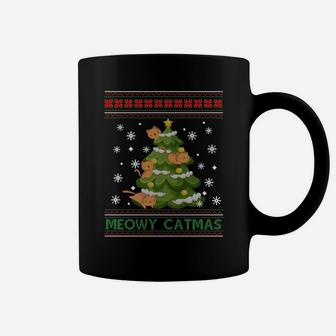 Meowy Catmas Christmas Tree Merry Xmas Cat Lovers Sweatshirt Coffee Mug | Crazezy UK