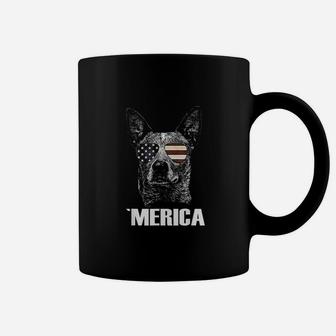 Merica Australian Cattle Dog With Usa Flag Sunglasses Gift Coffee Mug | Crazezy UK