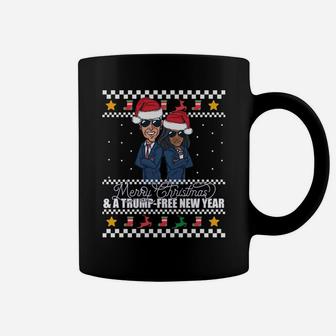 Merry Christmas & A Trump-Free New Year Ugly Xmas Sweater Sweatshirt Coffee Mug | Crazezy