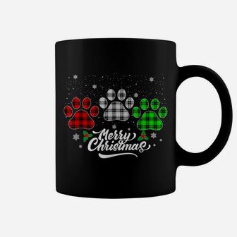 Merry Christmas Buffalo Plaid Shirt Red White Green Dog Paws Coffee Mug | Crazezy CA
