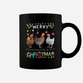 Merry Christmas Chicken Shirt Santa Hat Lights Xmas Funny Coffee Mug | Crazezy CA