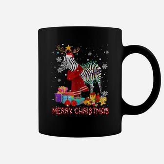 Merry Christmas Cute Christmas Lights Santa Reindeer Zebra Coffee Mug | Crazezy AU