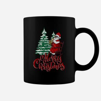 Merry Christmas Santa Claus Playing Saxophone Vintage Coffee Mug | Crazezy AU