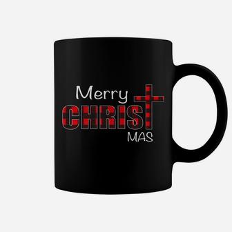 Merry Christmas Shirt Christians Gifts Buffalo Plaid Pajamas Coffee Mug | Crazezy