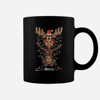 Merry Christmoose Christmas Moose Xmas Tree Lights Gift Coffee Mug | Crazezy