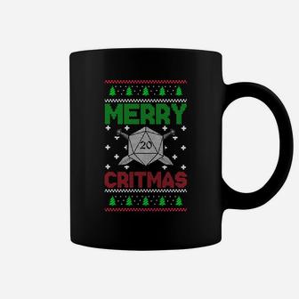 Merry Critmas Funny Christmas D20 Ugly Dungeons Sweaters Sweatshirt Coffee Mug | Crazezy